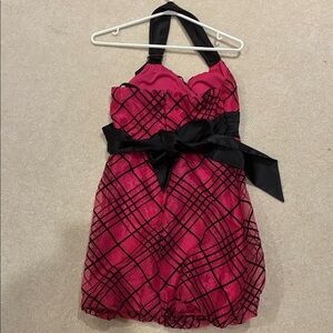 Le Chateau Pink and Black Halter Dress